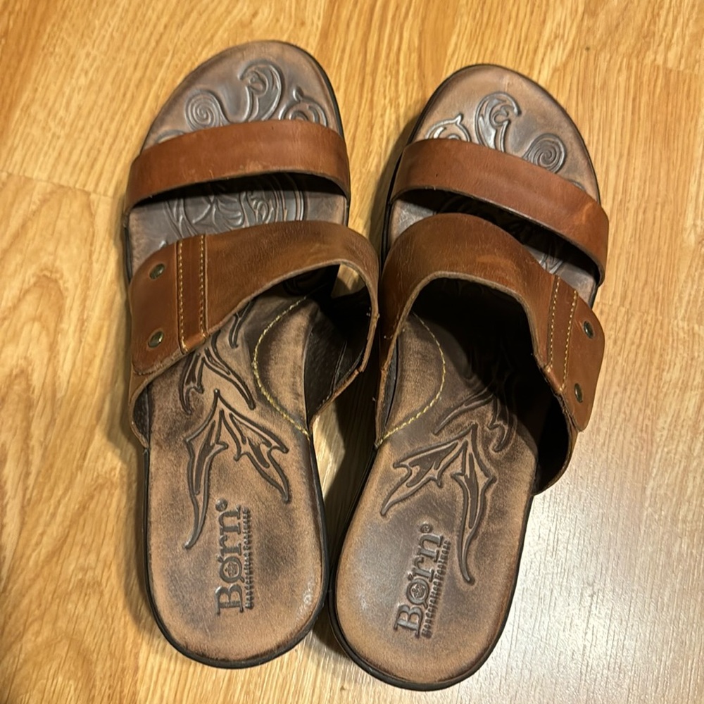 Born Sandals with brown leather straps
